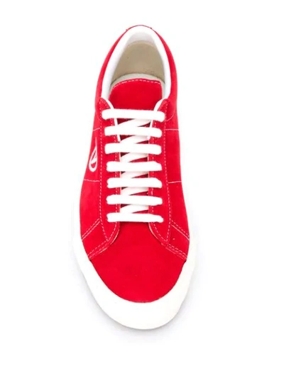 Shop Vans Embroidered Logo Sneakers In Red