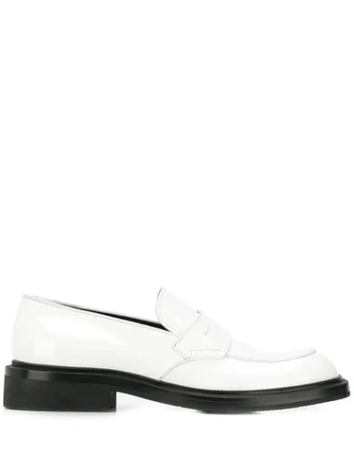 Shop Prada Penny Loafers In White