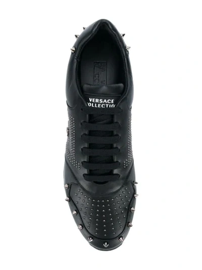 Shop Versace Collection Spike Stud Sneakers - Black