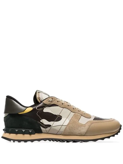 Shop Valentino Garavani Rockrunner Sneakers In Neutrals