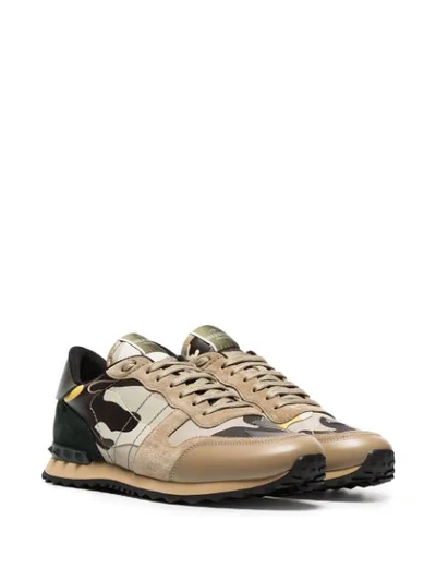 Shop Valentino Garavani Rockrunner Sneakers In Neutrals