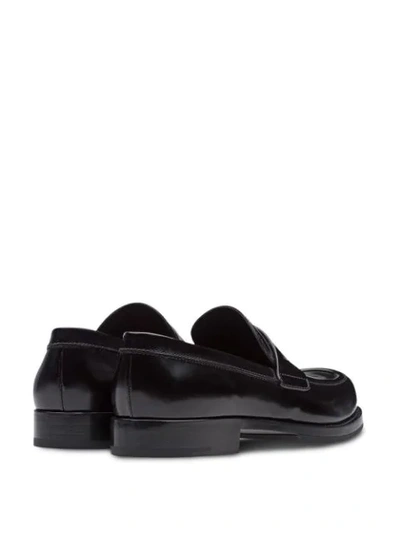 Shop Prada Brushed Loafers In Black