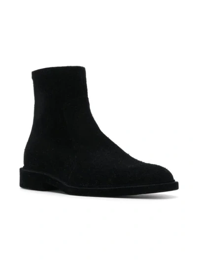 Shop Maison Margiela Flocked Ankle Boots In Black