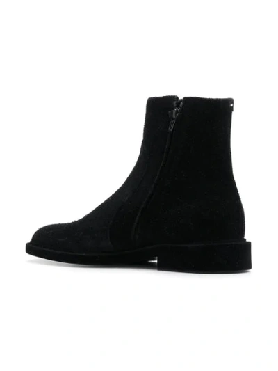 Shop Maison Margiela Flocked Ankle Boots In Black