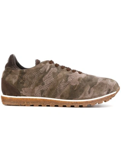 Shop Alberto Fasciani Panelled Camouflage Sneakers - Green