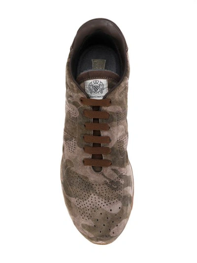 Shop Alberto Fasciani Panelled Camouflage Sneakers - Green