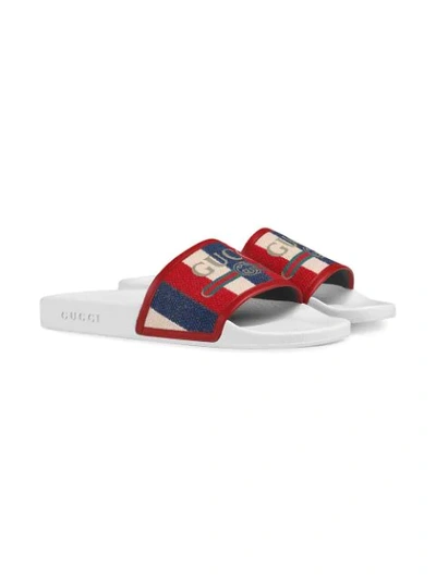 kaustisk whisky Foster Gucci Baiadera-striped Rubber Slides In White | ModeSens