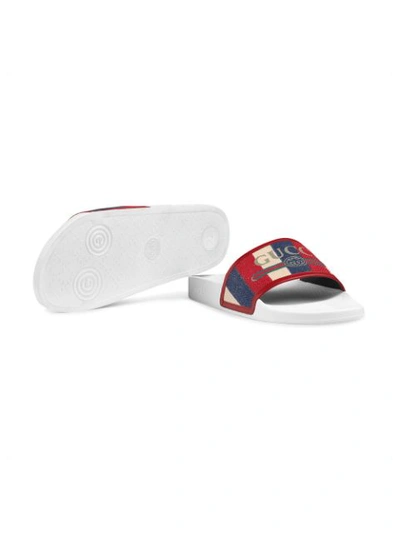 Shop Gucci Logo Sylvie Slide Sandal In White