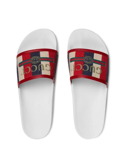 Shop Gucci Logo Sylvie Slide Sandal In White