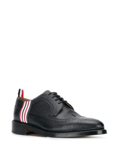 Shop Thom Browne 4-bar Rwb Emboss Longwing Brogue In Black