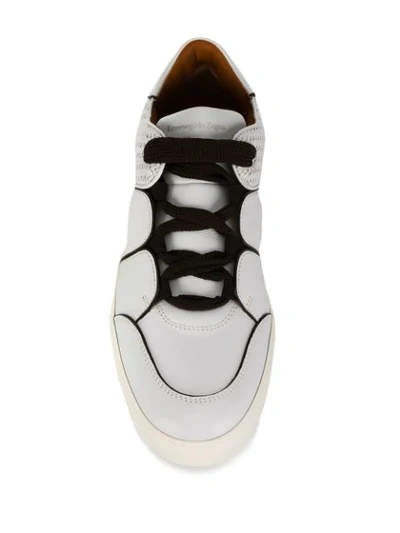 Shop Ermenegildo Zegna Panelled Lace-up Sneakers In Bia White