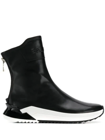 Shop Balmain B-glove Boot Sneakers In Black