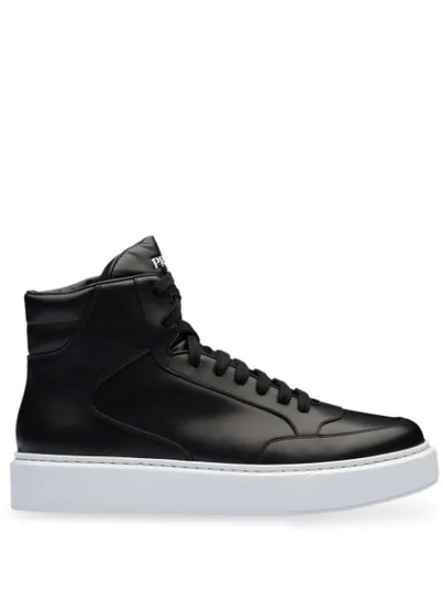 Shop Prada Hi-tops Sneakers In Black