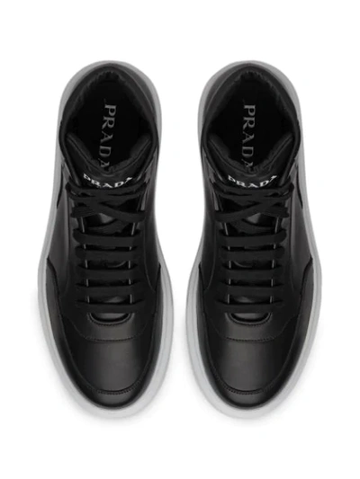 Shop Prada Hi-tops Sneakers In Black