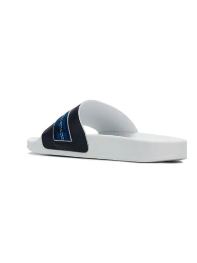 Shop Off-white Logo Belt-strap Sliders In Blue