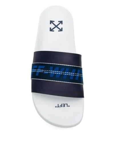 Shop Off-white Logo Belt-strap Sliders In Blue