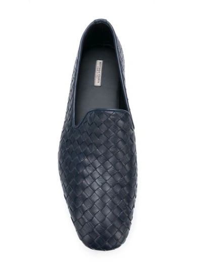 Shop Bottega Veneta Denim Intrecciato Calf Slipper In Blue