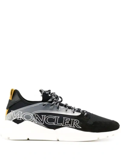 Shop Moncler Logo Panelled Sneakers In Black