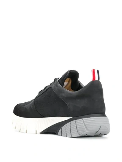 Shop Thom Browne Raised Rubber Sole Running Shoe In Black
