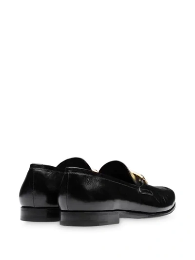 Shop Prada Logo Strap Loafers In Black
