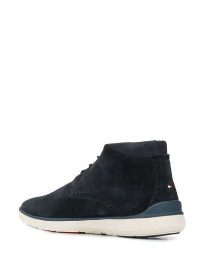 Shop Tommy Hilfiger Leather Lace-up Boots In Blue