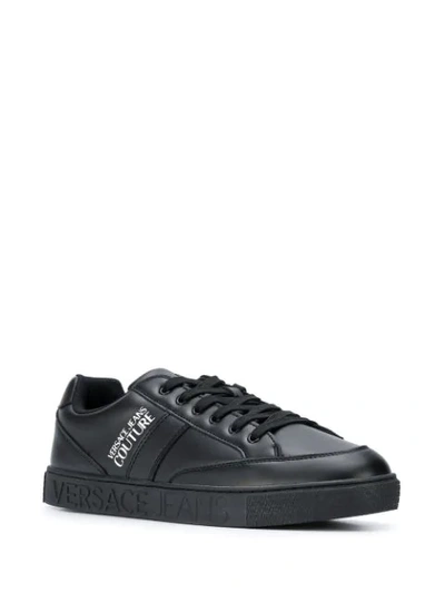 Shop Versace Jeans Couture Logo Print Sneakers In Black