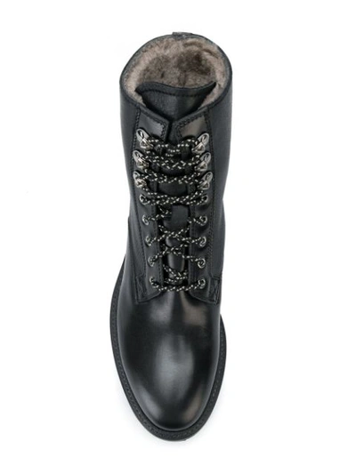 Shop Fabi Lace-up Boots In Black