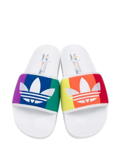 Shop Adidas Originals Adilette Pride Sliders In White