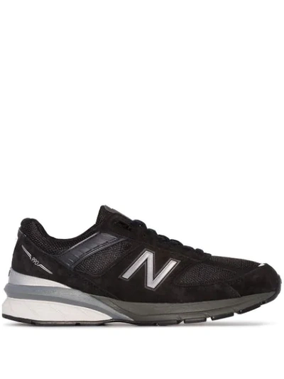 NEW BALANCE BLACK M990 SUEDE AND MESH LOW TOP SNEAKERS - 黑色