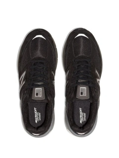 NEW BALANCE BLACK M990 SUEDE AND MESH LOW TOP SNEAKERS - 黑色