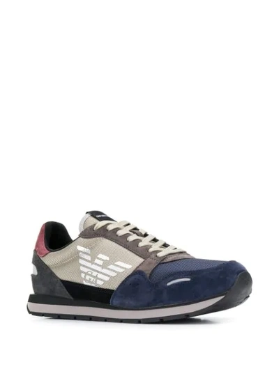 Shop Emporio Armani Logo Colour-block Sneakers In Black