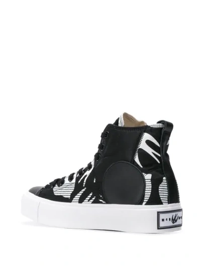 Shop Mcq By Alexander Mcqueen Swallow Print High-top Sneakers In Black/white