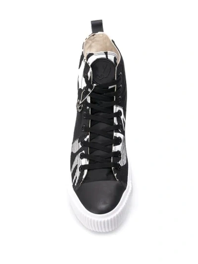 Shop Mcq By Alexander Mcqueen Swallow Print High-top Sneakers In Black/white