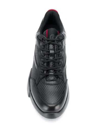 Shop Giorgio Armani Lace-up Sneakers In Black