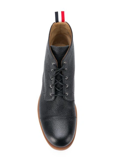 Shop Thom Browne Panama Rubber Leather Derby Boot In Black