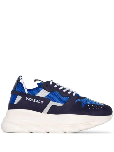 Shop Versace Chain Reaction Chunky Sneakers In Blue