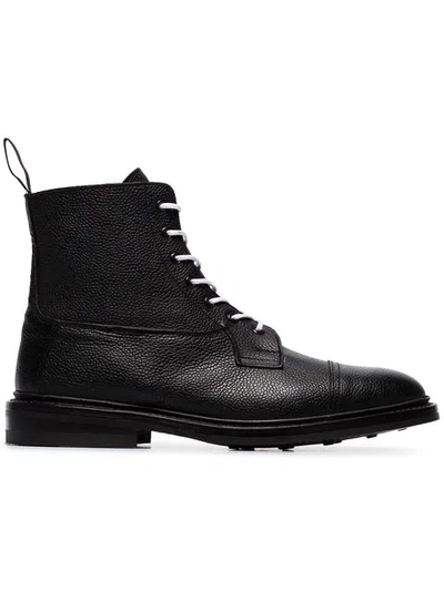 Shop Tricker's Trickers X Browns Black Lace Up Grained Leather Boots