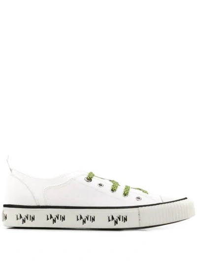 Shop Lanvin Logo Print Low Top Sneakers In White
