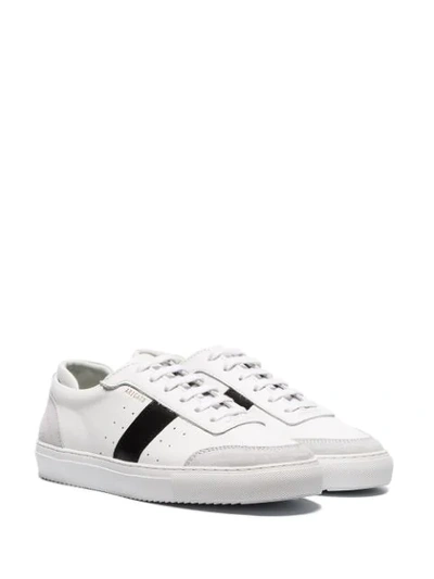 Shop Axel Arigato White Dunk Stripe Suede Panel Low-top Leather Sneakers