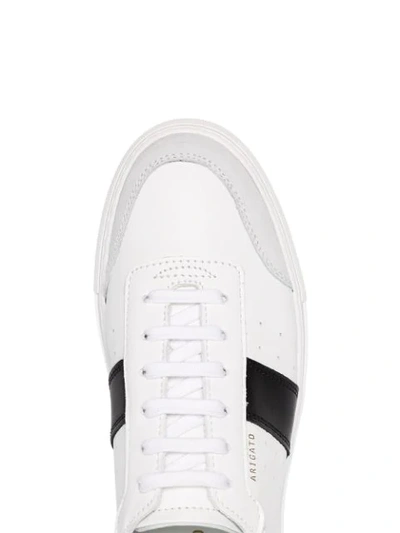 Shop Axel Arigato White Dunk Stripe Suede Panel Low-top Leather Sneakers