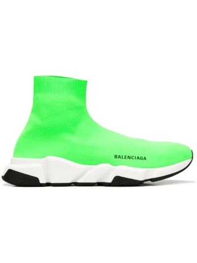 Shop Balenciaga Speed Sneakers In Green