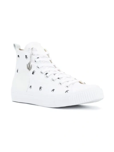 Shop Mcq By Alexander Mcqueen Hi-top Swallow Chrislo Sneakers In White