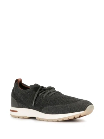 Loro Piana 360 Flexy Walk Leather-trimmed Knitted Wish Wool Sneakers In Grey