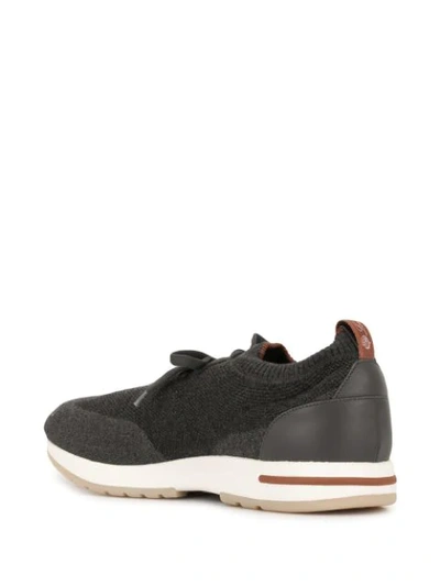 Loro Piana 360 Flexy Walk Leather-trimmed Knitted Wish Wool Sneakers In Grey