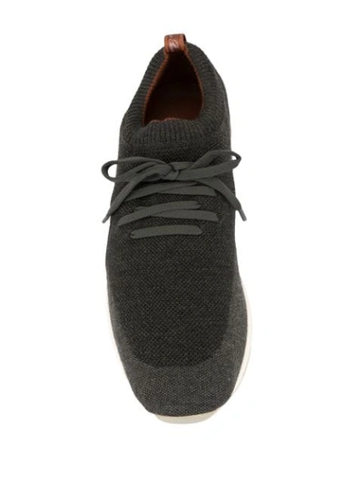 Loro Piana 360 Flexy Walk Leather-trimmed Knitted Wish Wool Sneakers In Grey