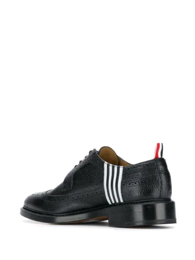 Shop Thom Browne Contrast 4-bar Emboss Longwing Brogue In Black