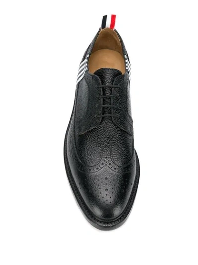 Shop Thom Browne Contrast 4-bar Emboss Longwing Brogue In Black