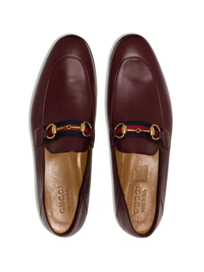 Shop Gucci Brixton Web Stripe Loafers In Brown