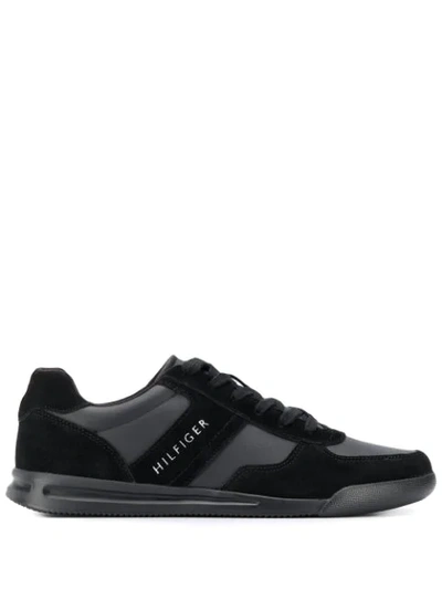 Shop Tommy Hilfiger Stripe Lace-up Sneakers In Black