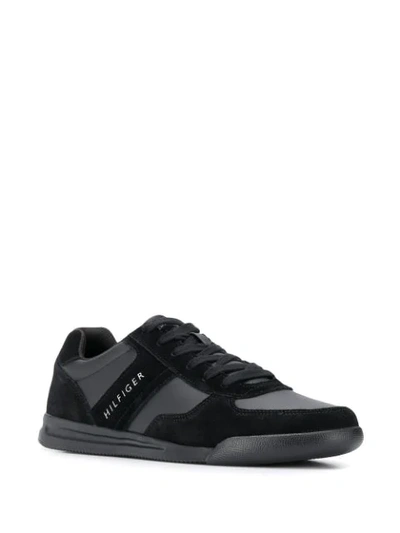 Shop Tommy Hilfiger Stripe Lace-up Sneakers In Black